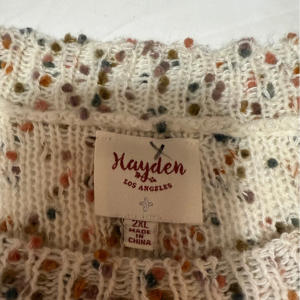 Hayden LA Oversized Chunky Knit Sweater Cream Multicolor Speckled Plus Size 2X